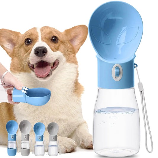 Dog Water Bottle Widen Sink Portable Dogs Water Dispenser Leak Proof Outdoor Drink Bottles for Dog Cat Puppy Pet Essential Items for Dog Travel Walking Hiking Dog Accessorie (17oz Blue)